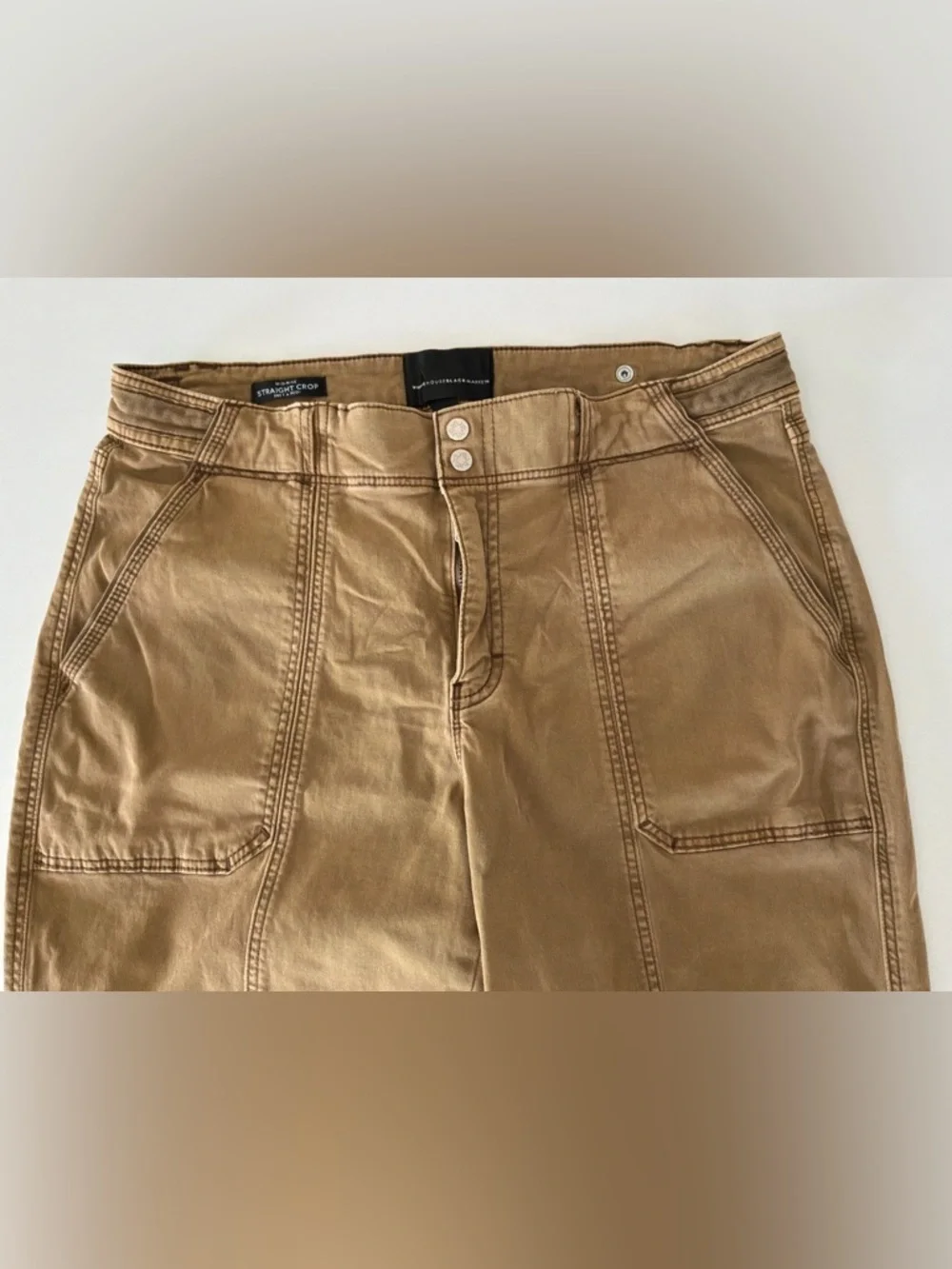 WHBM Pret A Pedi Straight Crop Utility Pants Brown Womens 10 Mid Rise - Picture 5 of 7
